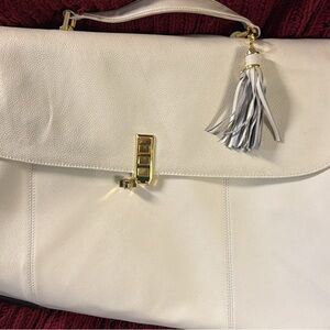Joy Mangano White Laptop Bag with Gold Details